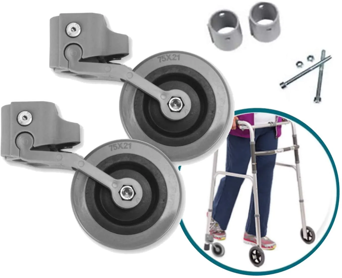 Kit x2 Räder für Gehhilfen und Gehwagen 22, 25 und 30 mm - Image 8