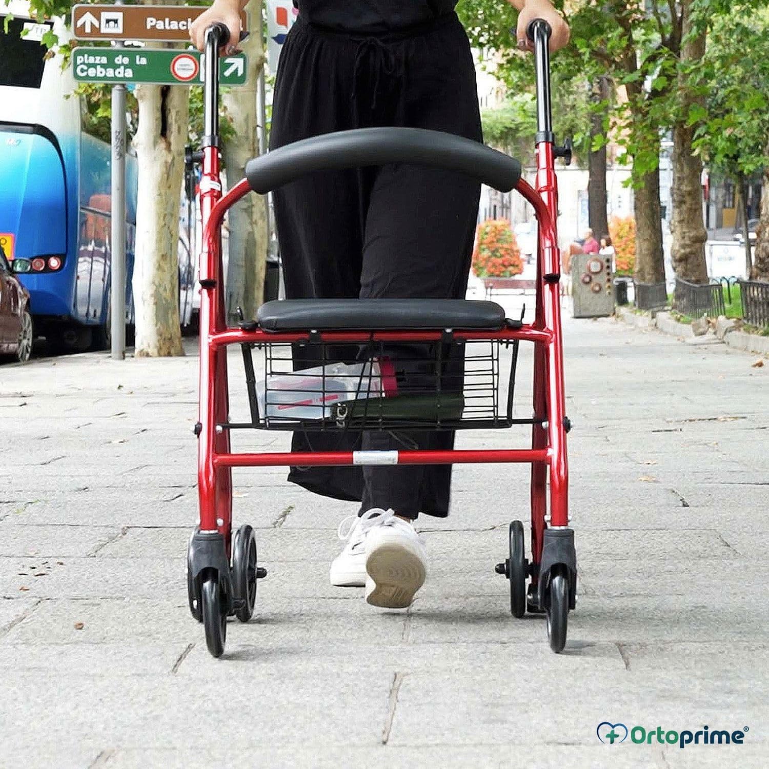 Rollator aus Aluminium mit Lastbremse und Gepolsterter Sitzfläche - Image 9